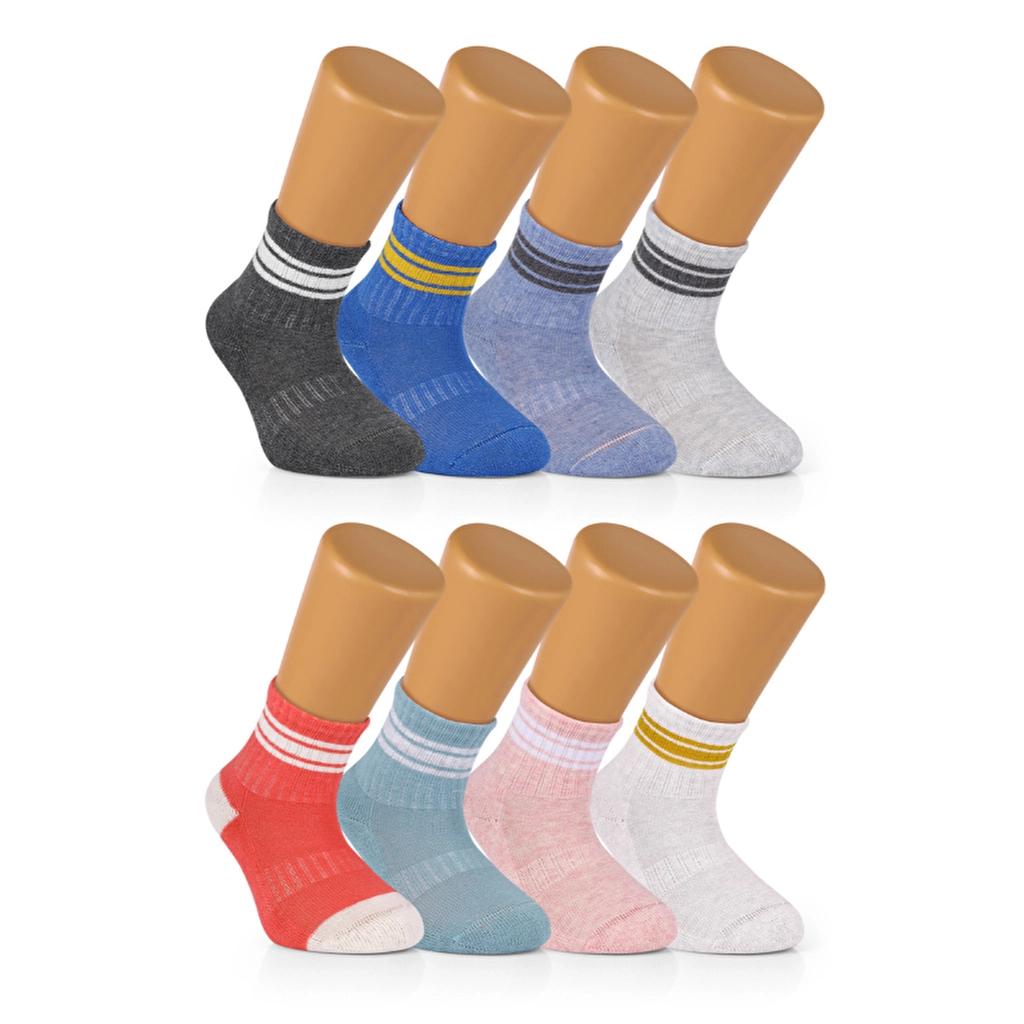 Ozzy Socks Kids Striped Cotton Crew Socks 3-5 Years 8-Pack