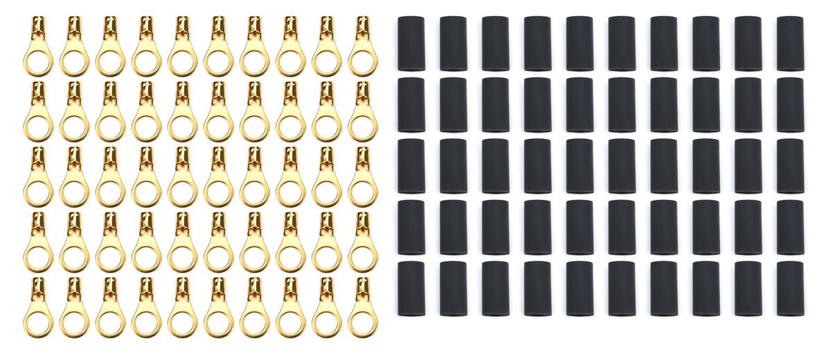 Ring Terminal 3/8in 8-10 Ga w/Heat Shrink 50pk