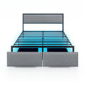Full/Queen/Twin Size Bed Frame with LED Lights Drawer and Metal Slats