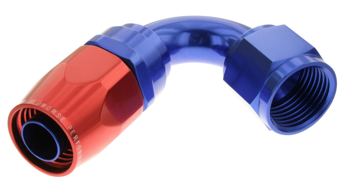 10AN 120 Degree Female Aluminum Hose End RD BLU