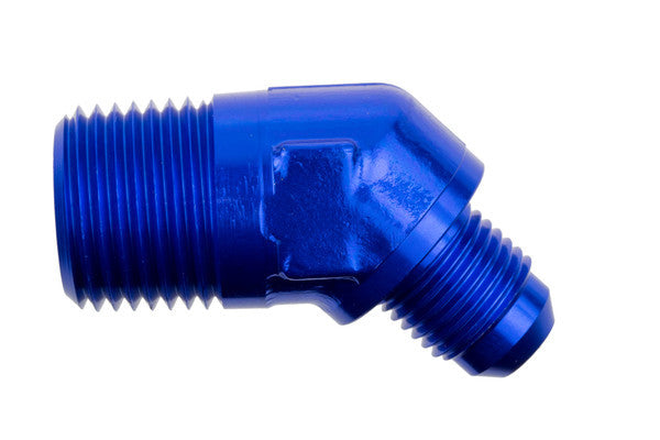 6AN 45Deg Male Adapter to 3/8in NPT Male Blue - 82306061