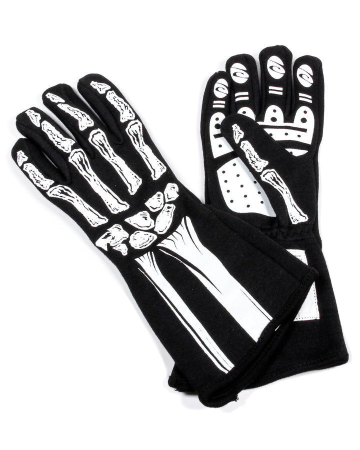 Single Layer White Skeleton Gloves Medium - 600080133