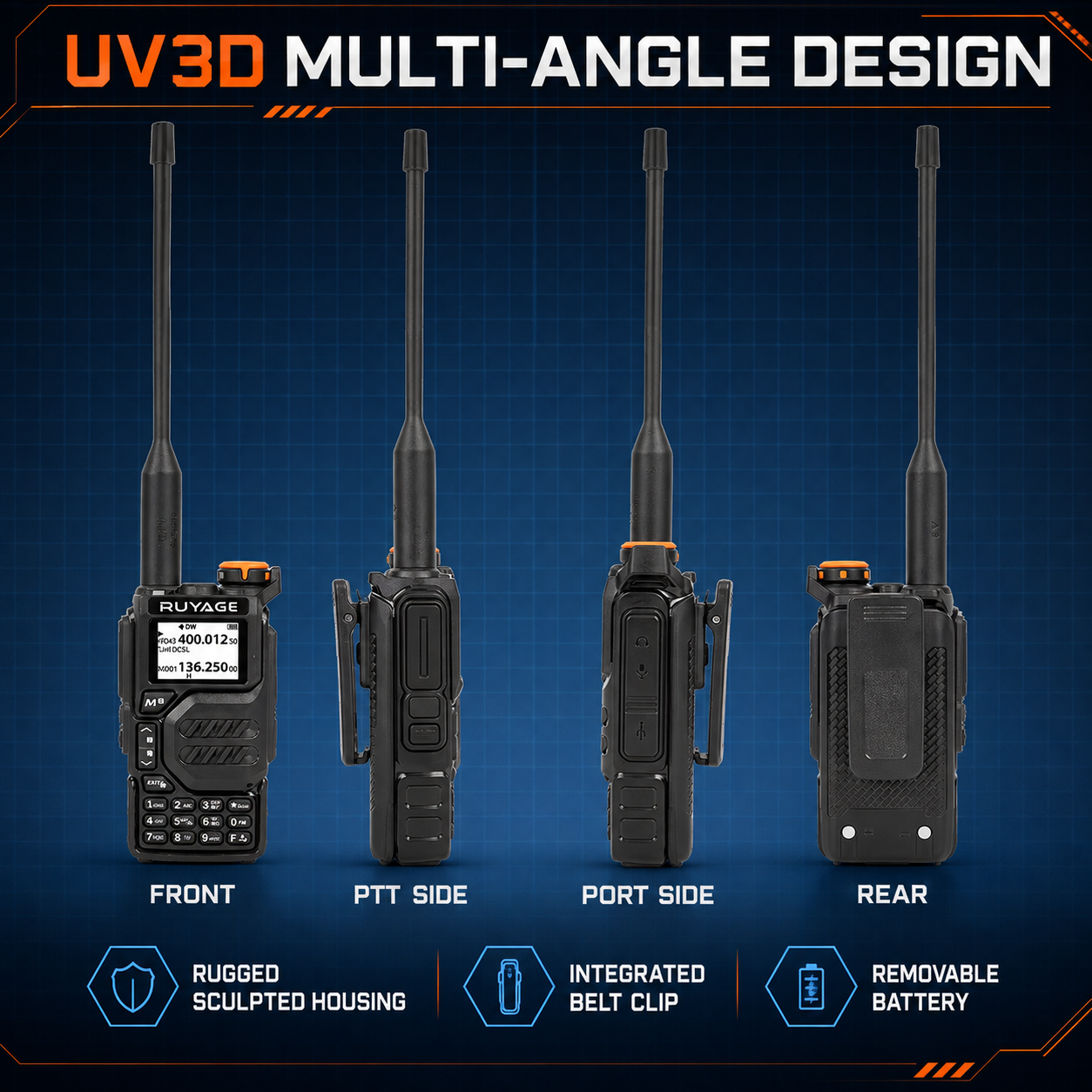RUYAGE UV3D 6 Band VHF/UHF Analog Walkie Talkie