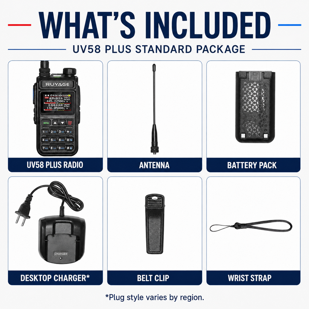 RUYAGE UV58 Plus 5W 6-Band Analog Walkie Talkie