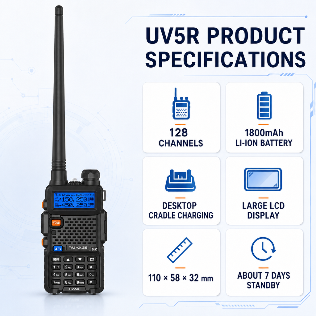 RUYAGE UV5R 6 Band VHF/UHF Analog Walkie Talkie