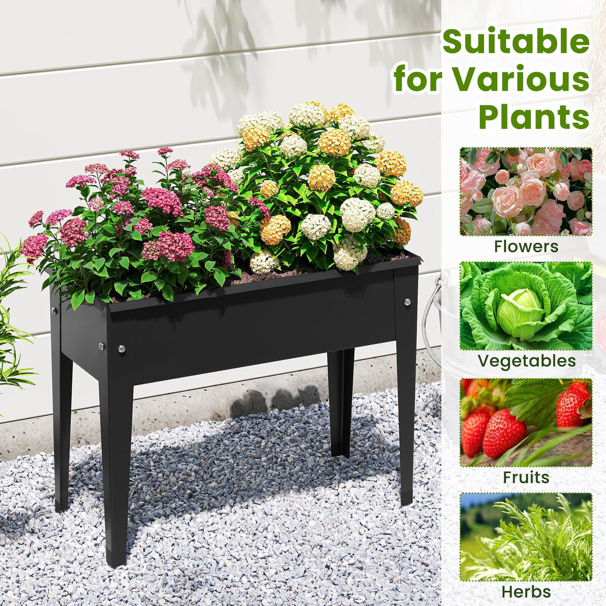 Raised Garden Bed Elevated Metal Planter Box with Legs Drainage Holes