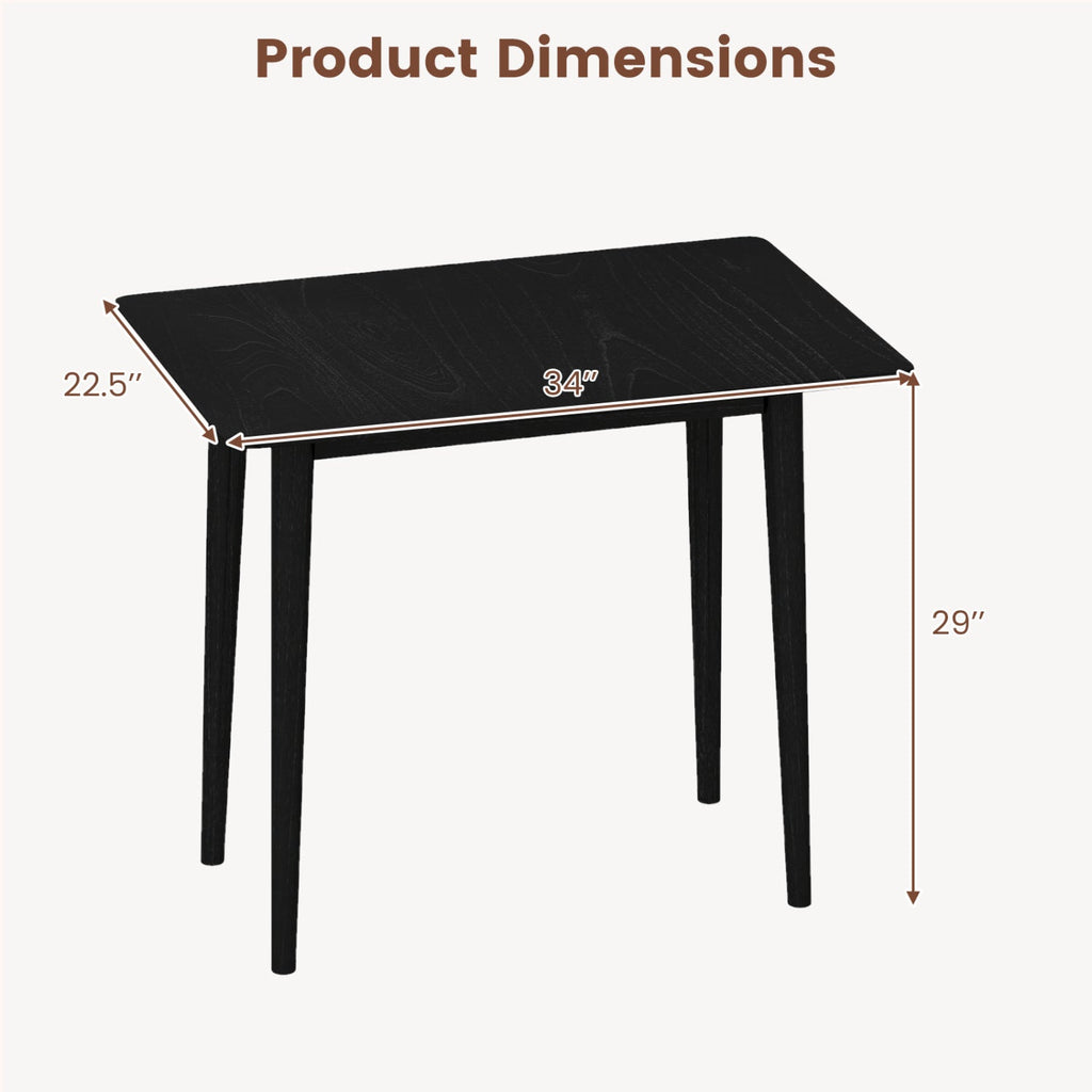 Rectangular Wooden Dining Table for 2-4 34 Inch Farmhouse Solid Wood Kitchen Table