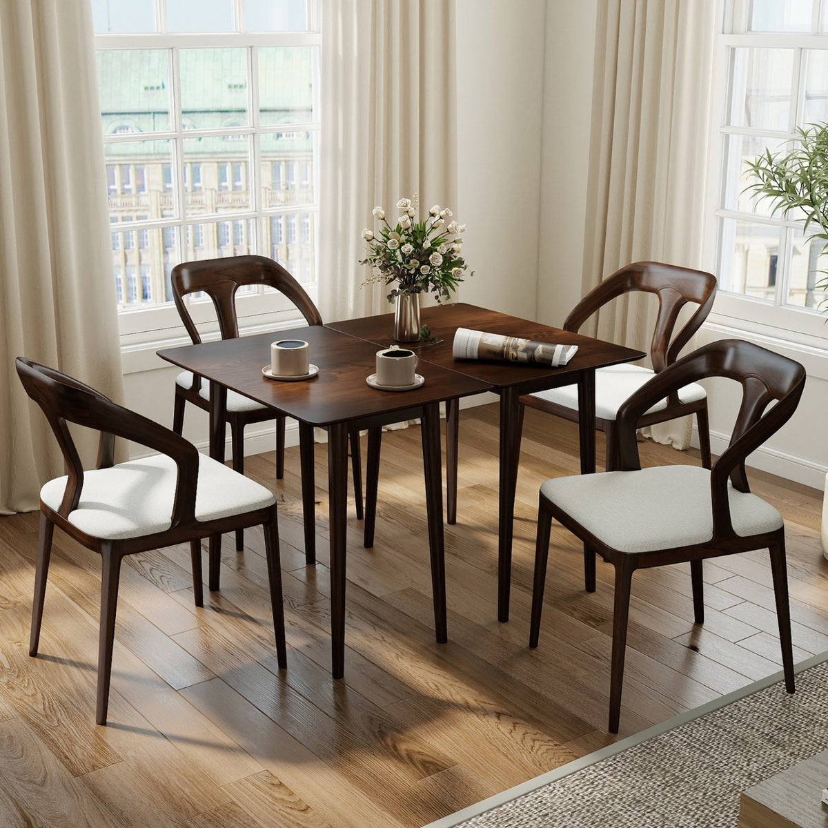 Rectangular Wooden Dining Table for 2-4 34 Inch Farmhouse Solid Wood Kitchen Table