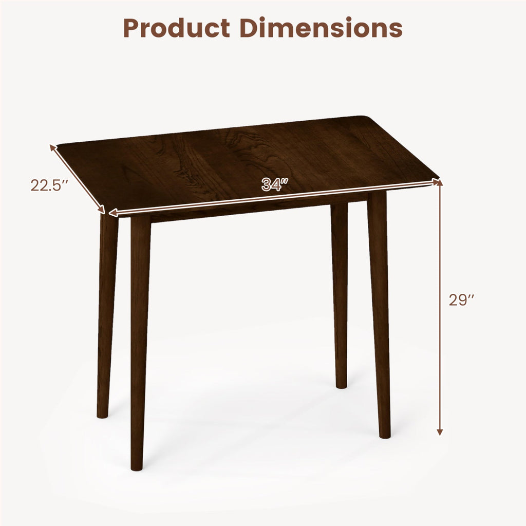 Rectangular Wooden Dining Table for 2-4 34 Inch Farmhouse Solid Wood Kitchen Table