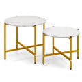 Round Coffee Table Set of 2 with Heavy-Duty Metal Frame