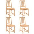 Rubber Wood Dining Chairs Set of 4 with Hollowed Backrest