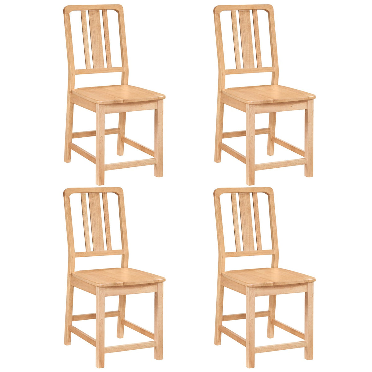 Rubber Wood Dining Chairs Set of 4 with Hollowed Backrest
