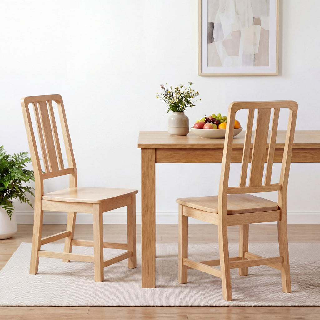 Rubber Wood Dining Chairs Set of 4 with Hollowed Backrest