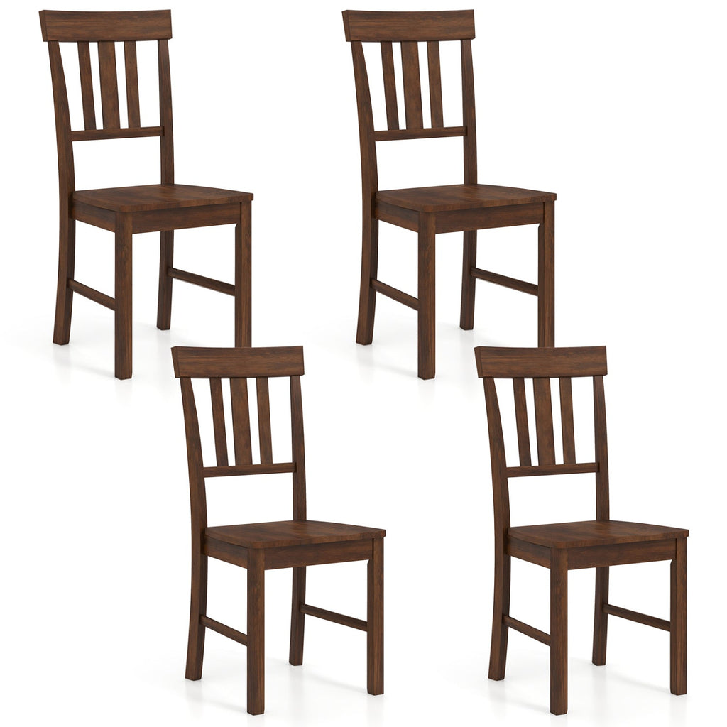 Rubber Wood Dining Chairs Set of 4 with High Slat Backrests
