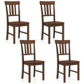 Rubber Wood Dining Chairs Set of 4 with High Slat Backrests