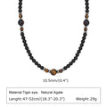 Casual Black Brown Beaded Necklace for Men | Summer Beach Tiger Eye Stone Jewelry