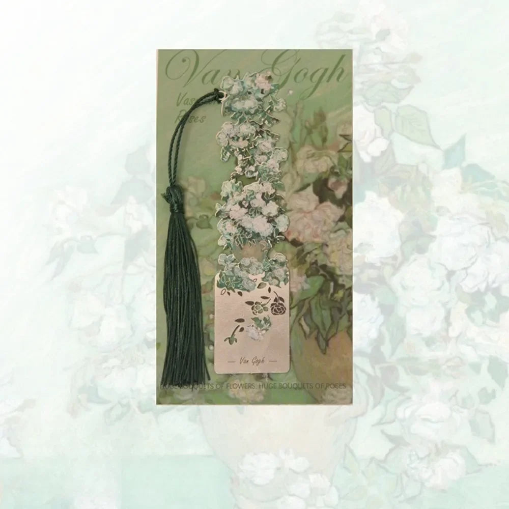 Floral Painting Hollow Metal Bookmark - Aesthetic Book Page Clip, Student Reading Mark Accessories & Stationery Gifts