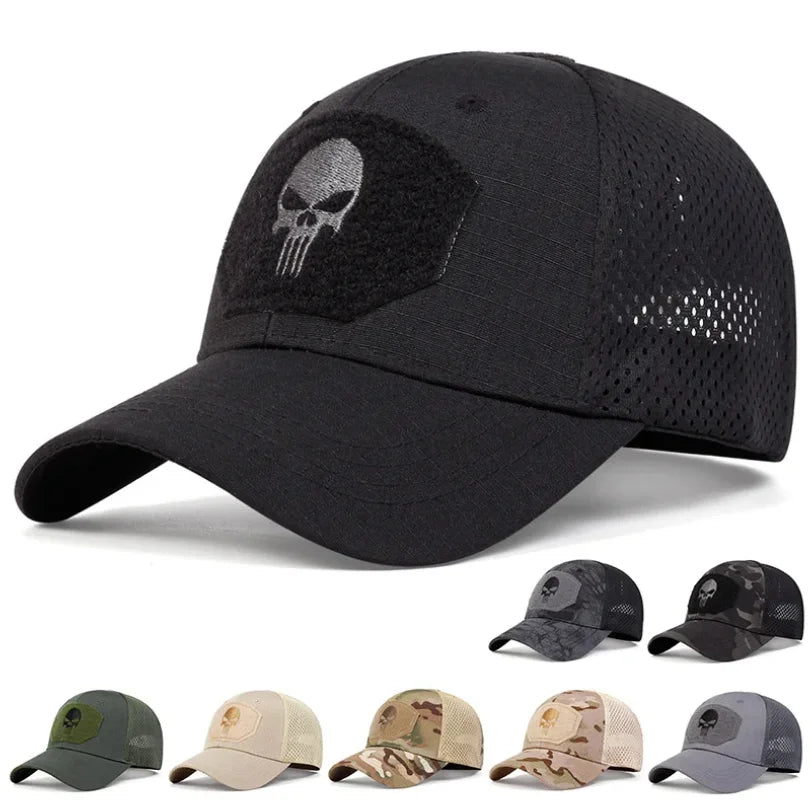 Unisex Skull Baseball Cap | Breathable Mesh Snapback for Outdoor Adventures