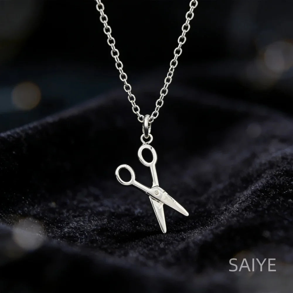 925 Sterling Silver Scissors Style Pendant Necklace Delicate Small Women Necklace Personality Creative Jewelry