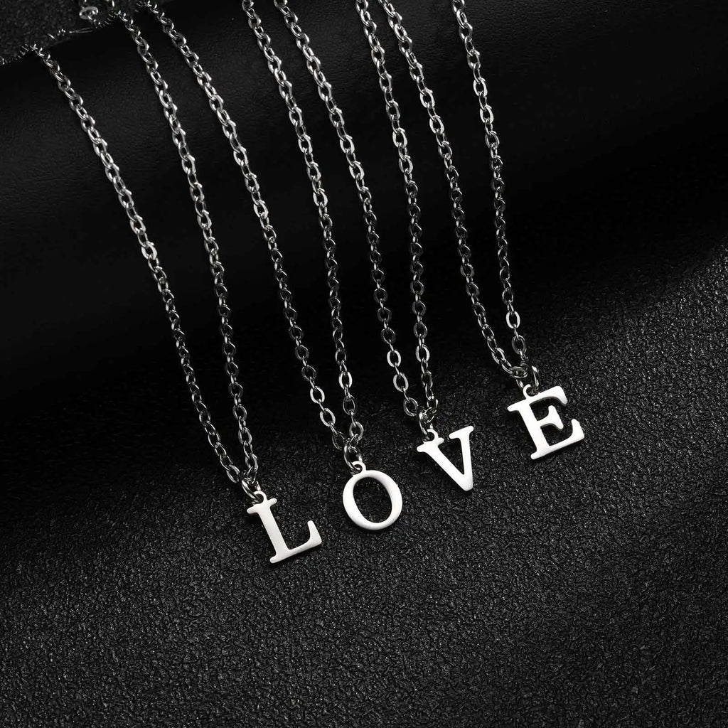 26 Letters A-Z Initial Pendant Necklaces for Women,Alphabet Pendant Rolo Chain Necklace,Simple Fashion Collar Jewelry Gift