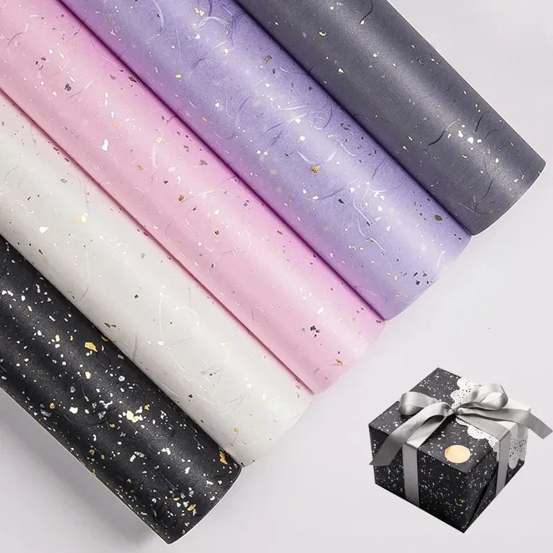 23.6 Floral Wrapping Paper Set | DIY Bouquet Wrap with Gold and Silver Accents