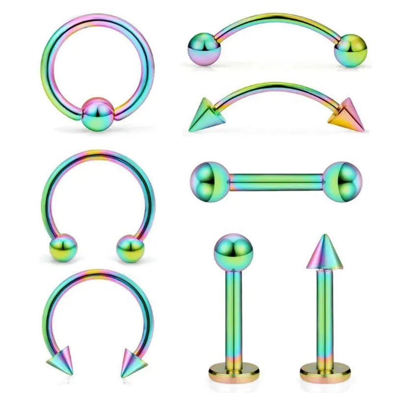 8Pcs Stainless Steel Eyebrow Rings, Lip Ring Nose Hoop Tongue Ring Septum Nose Piercing Jewelry Cartilage Tragus Earrings