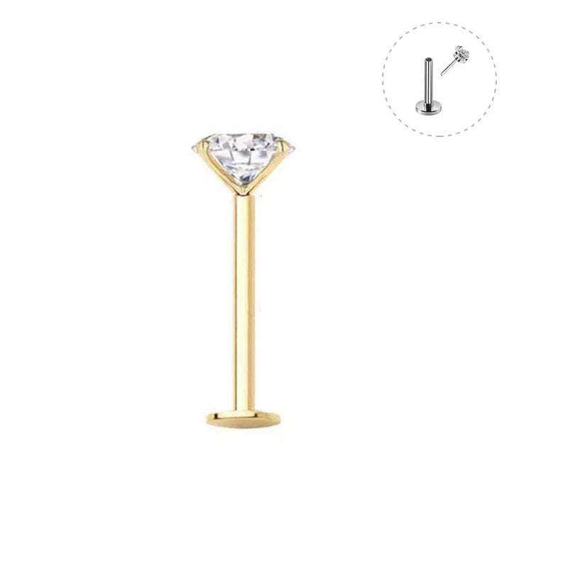 1pc 20G-16G Stainless Steel Monroe Lip Stud Ring, Tragus Helix Conch Cartilage Earring Piercing Lip Labret Piercing Jewelry
