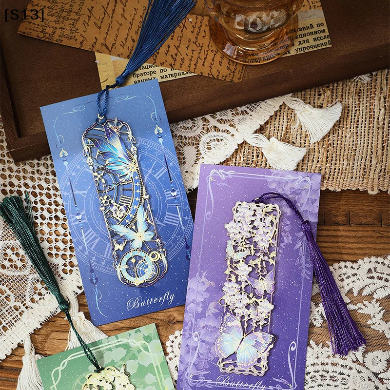 Chinese Style Tassel Hollow Butterfly Metal Bookmark Gift For Students Teachers Reading Page Clip Bookmarks Books Accessories[Q]