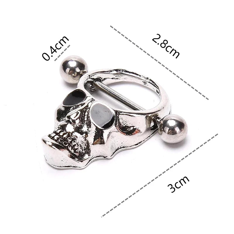 Hot! Skull Bars Nipple Ring Piercing Bar Stainless Steel Barbell Body Breast Jewelry