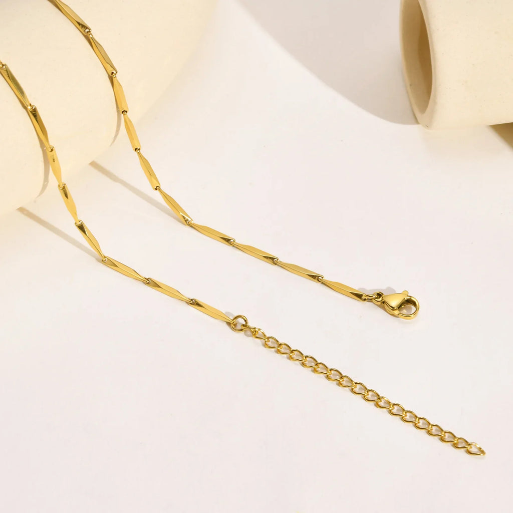 Fashion Jewelry New In Melon Seed Chain Necklace,Gold Color Stainless Steel Full Gloss S Shape Chain Pendant Necklaces