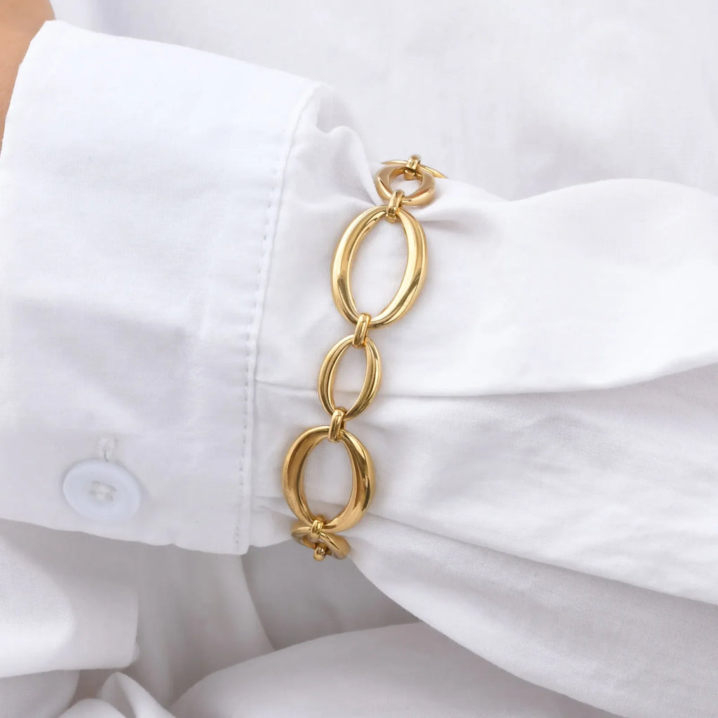 Elliptical Chain Bracelet for Women | Handmade Stainless Steel Jewelry