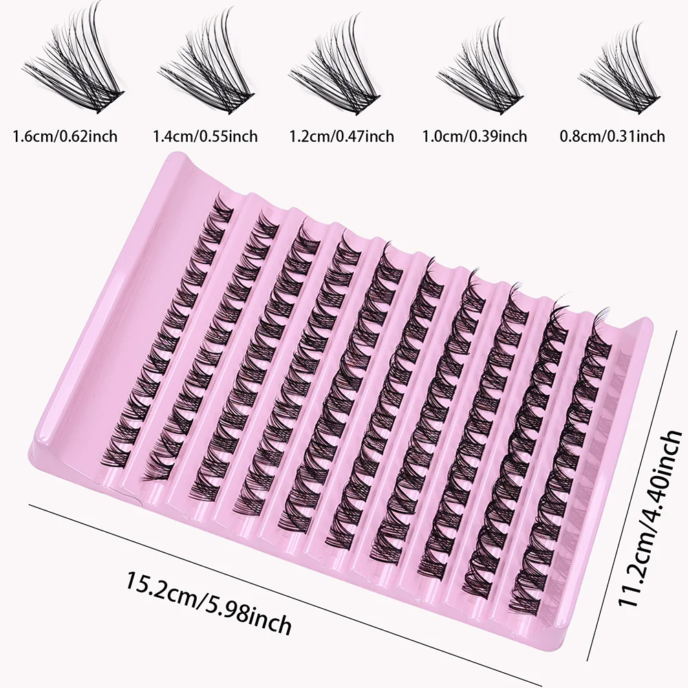 D Curl Mink Individual Cluster Lashes 120Pcs 8-16mm Mixed Size Full Volume Natural DIY Self-Graft Lash Extensions
