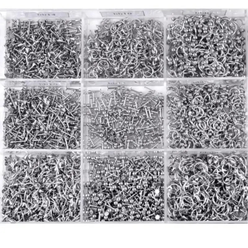 90/45 Pcs Mixed Styles Stainless Steel Eyebrow Navel Belly Lip Tongue Nose Piercing Bar Ring Labret Barbell Tunnel Body Jewelry