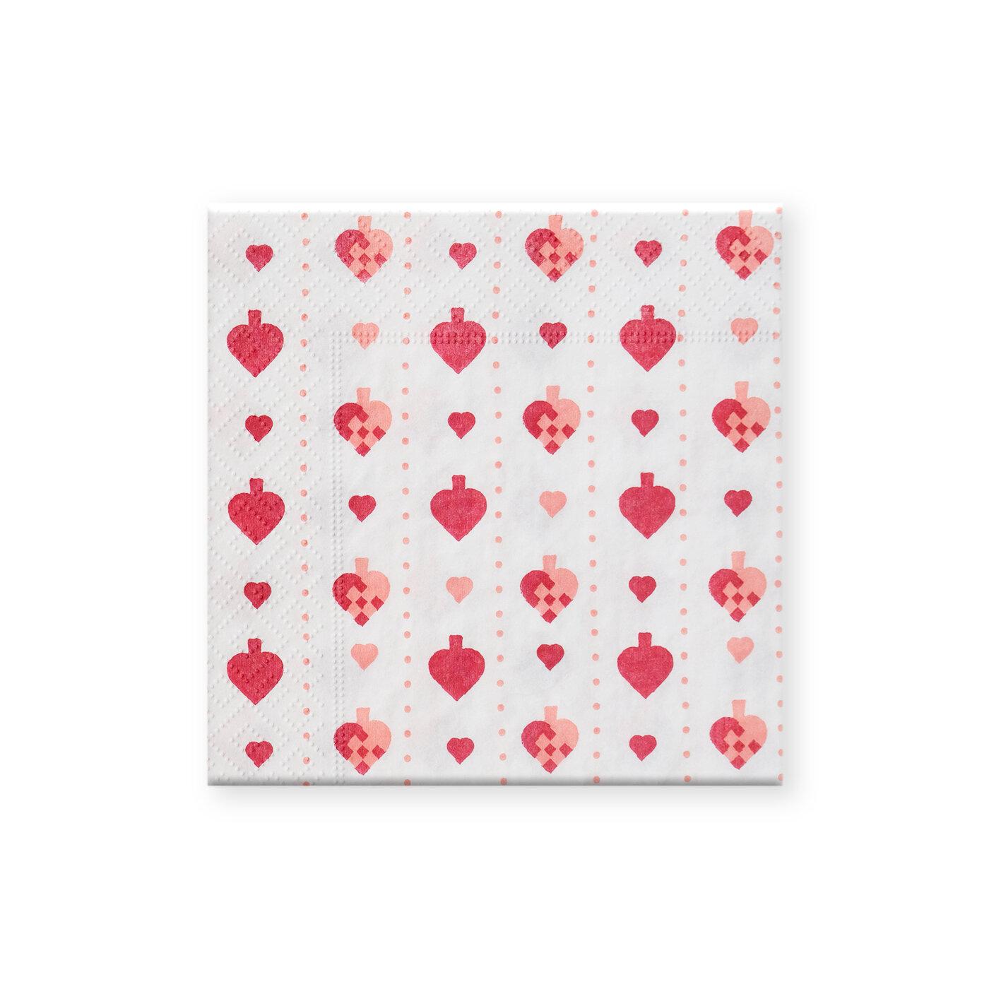 Alouette Heart Print Christmas Napkins 20-Pack