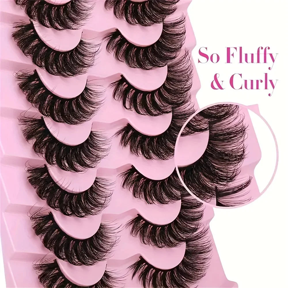 7 Pairs Lashes Fluffy Cat Eye Lashes Wispy 6D Volume False Eyelashes Soft Curly Fake Lashes For Daily Party Festival Makeup Use