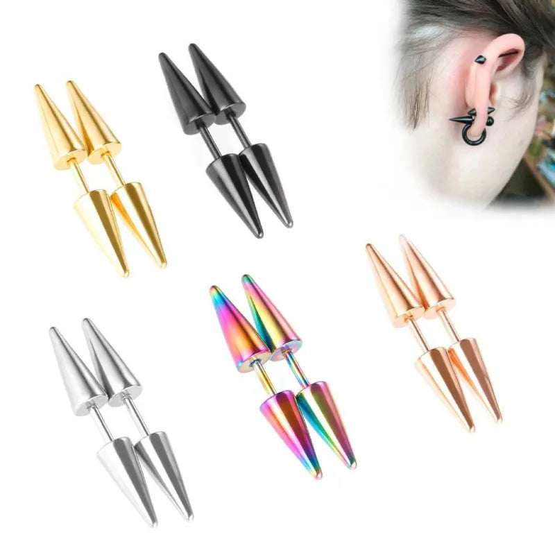 1Pair Fashion 316L Stainless Steel Spike Stud Earrings for Women Men, Classic Cartilage Tragus Helix Earring Piercing Jewelry