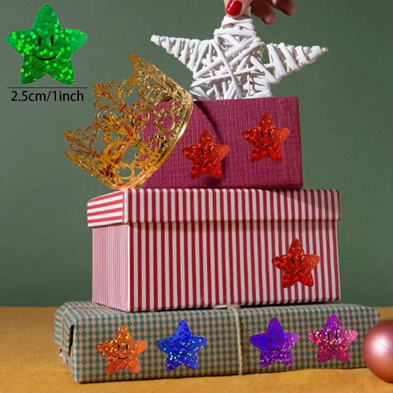 100pcs Round Star Thank You Stickers | Cute Packaging Labels for Cards and Gifts