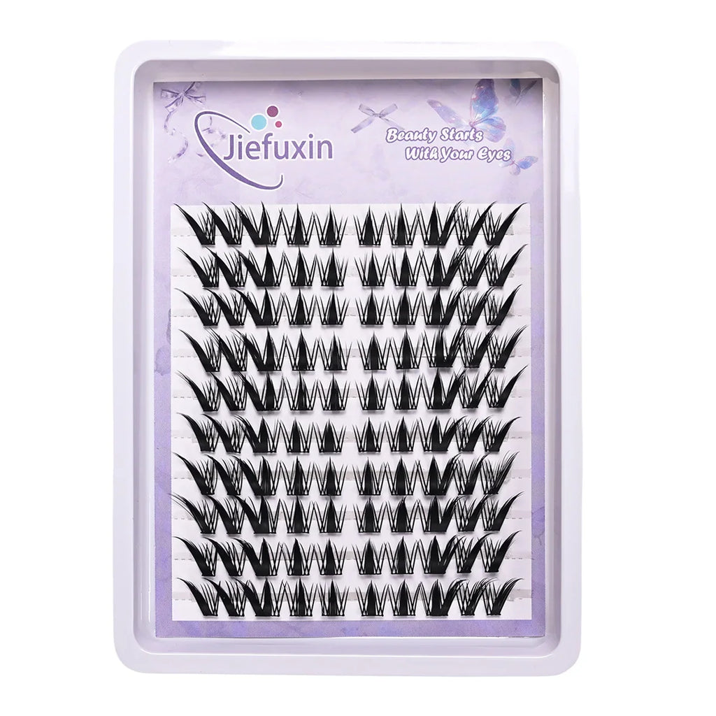 10Rows Cluster False Eyelashes Voluminous Fluffy Thick Natural Curling Lash Manga Eyes，Anime Lash Style，Suitable for Beginners