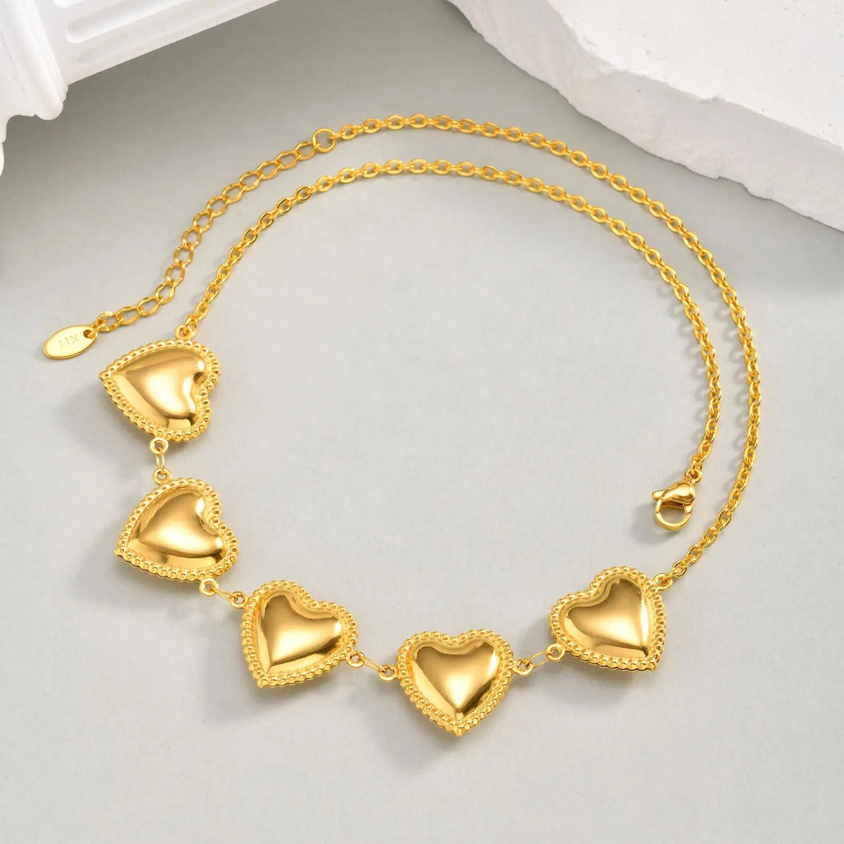 Waterproof Stainless Steel Heart Statement Necklace for Women, Non Tarnish 18k Gold Plated Party Jewelry