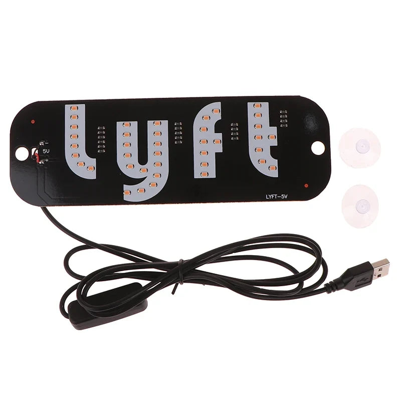 LED Taxi Signal Light for Lyft Logo | USB Cab Panel Indicator with Suction Cups