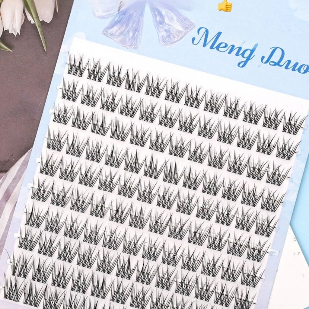 Easy Self Application Fish Tail Manga Cat Eye Lashes 120Pcs Fluffy Natural Long Reusable DIY Starter Makeup Lashes