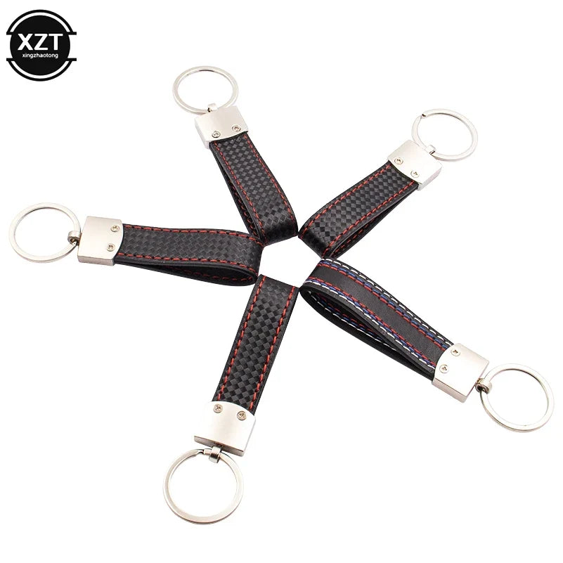 Fashion Black-Red Leather Car Keychain Key Ring | 3-Color Sports Keychain Pendant for Enthusiasts