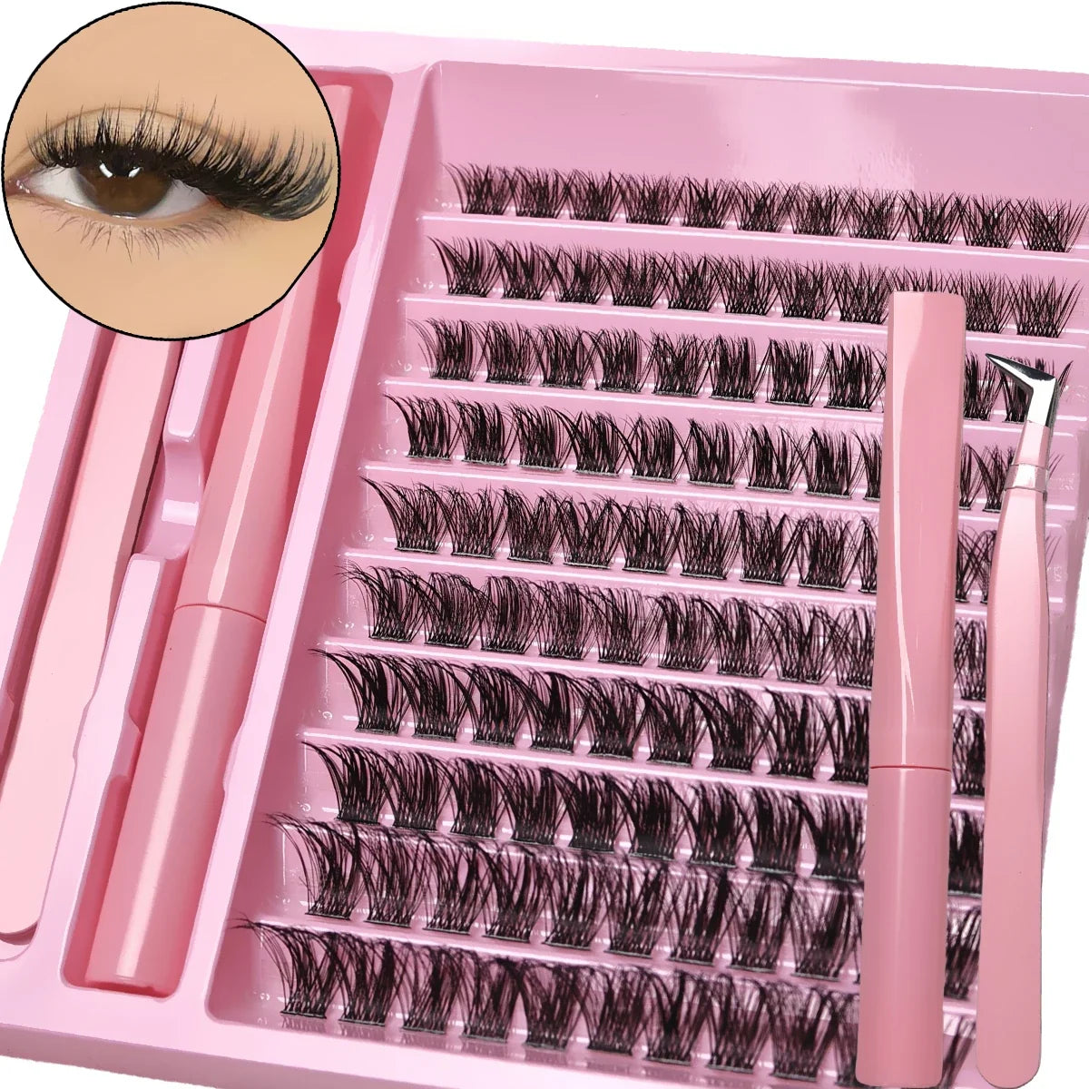 DIY Lash Clusters Extension Kit 110 Clusters Bond Individual Lashes Kit Cluster Lashes Wispy D Curling False Eyelash Clusters