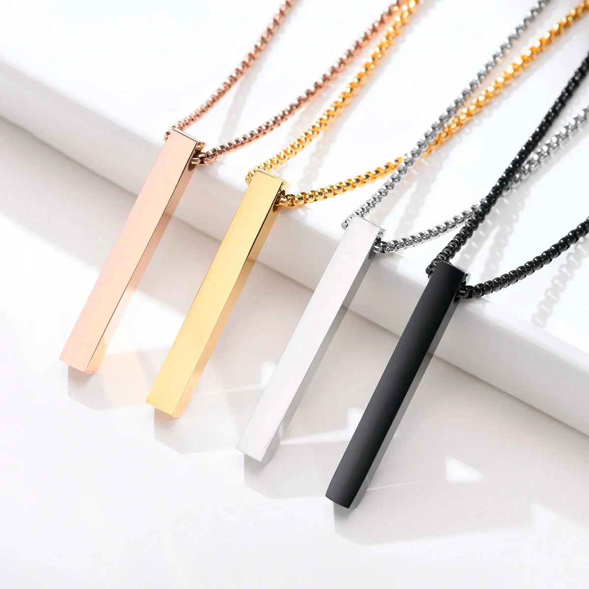 Vinox 5mm Pillar Necklace | Unisex Stainless Steel Geometric Pendant