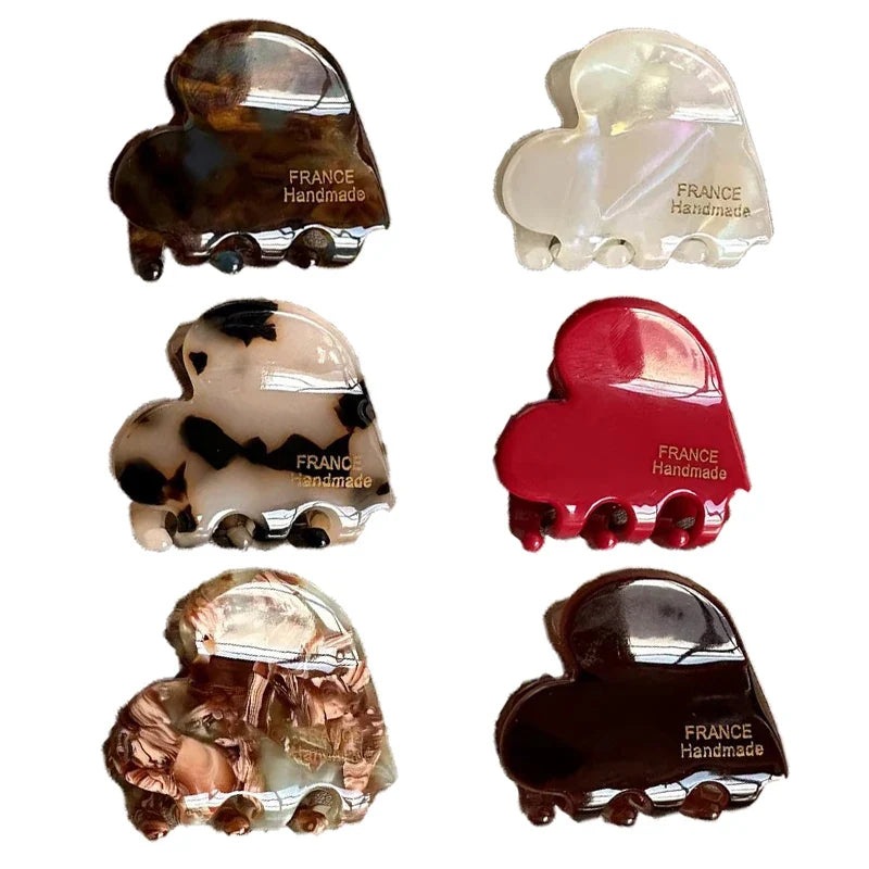3.5cm Small Heart Shaped Hair Claw, Cute Acetate Mini Hair Crab Clips