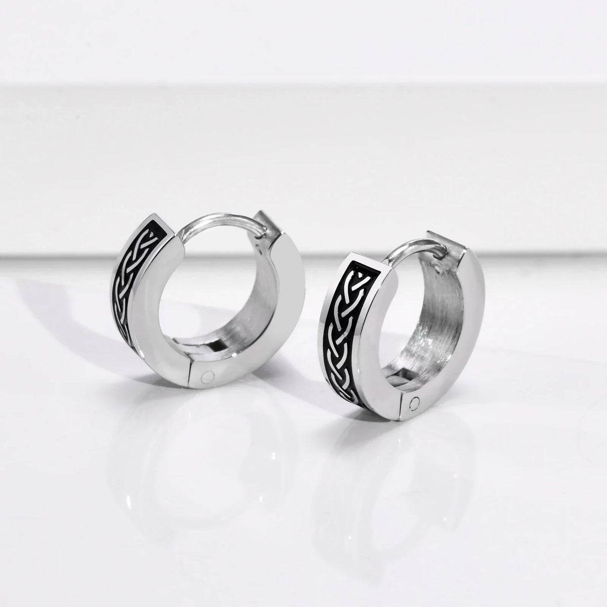 Mens Celtic Knot Hoop Earrings | Hypoallergenic Stainless Steel Huggie Earrings