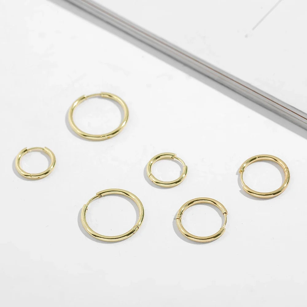 Gold Hoop Earrings for Women | Stainless Steel Round Huggies