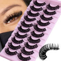 10 Pairs D Curl False Eyelashes Russian Volume Strip Lashes Fluffy Thick Wispy Fake Eyelashes for Party Stage Makeup