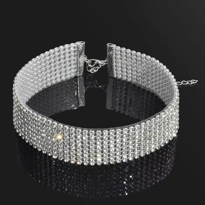 TOP Quality Cool Shiny Rhinestone Bundle Neck Popular Element Collar Necklace Punk Hip Hop Women's Choker Gift Korean Jewelry