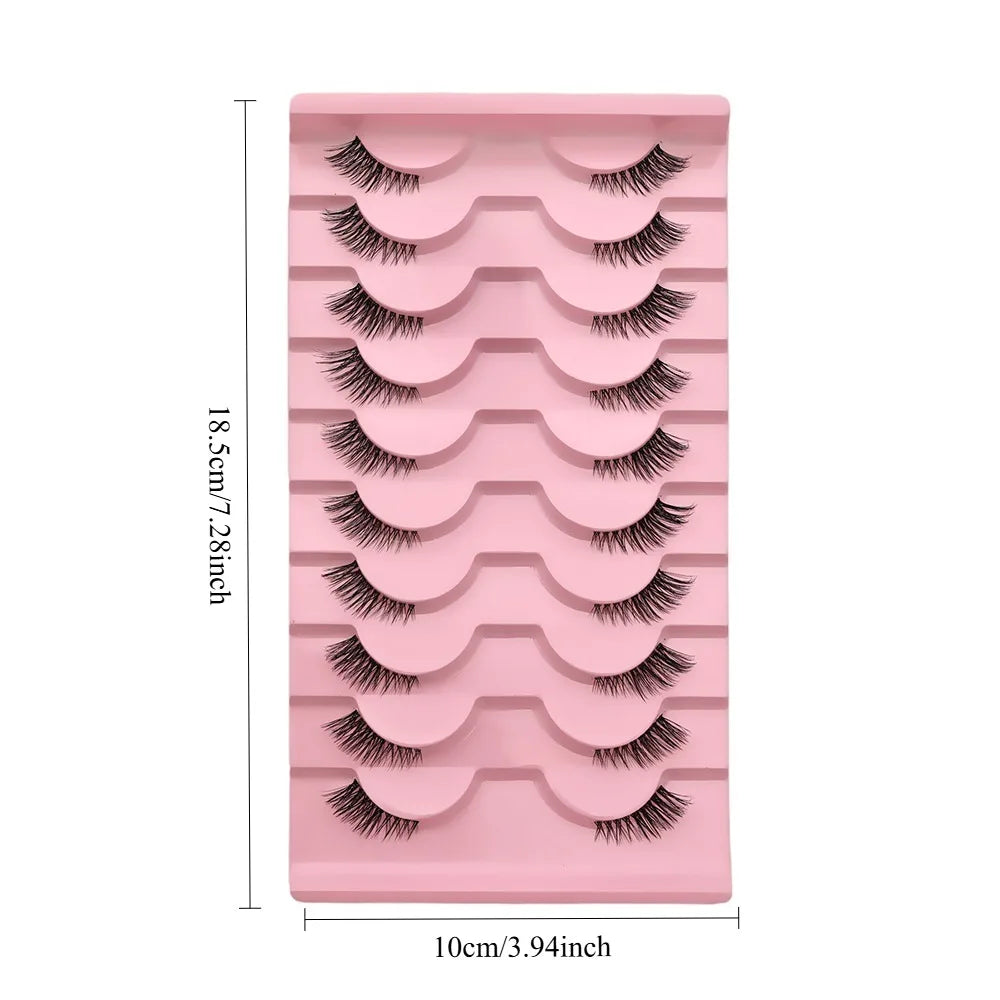Clear Band Half False Eyelashes Natural Wispy Faux Mink Lashes Lightweight Reusable Comfortable Eye Lash for Daily Beauty Makeup